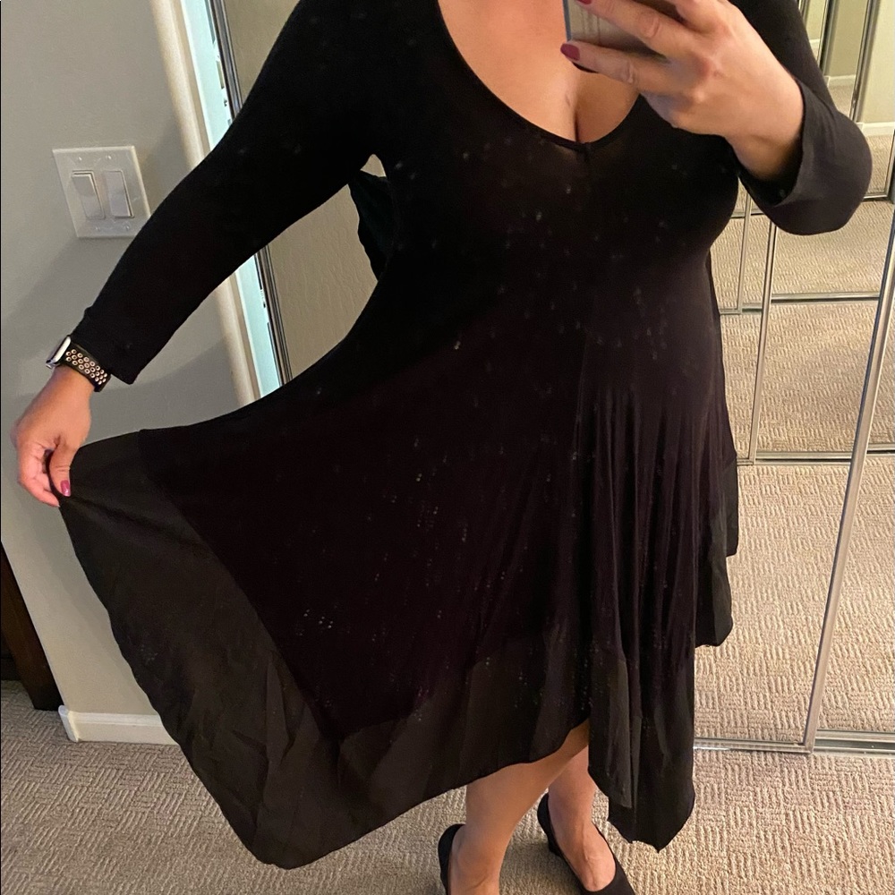 Black V-neck dress
